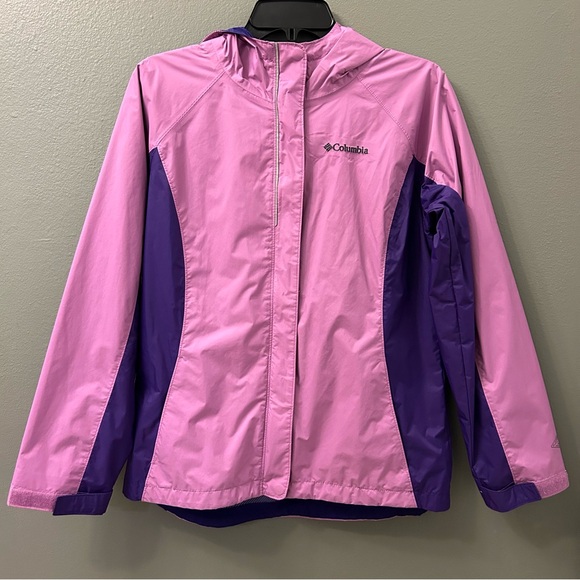 Girls COLUMBIA Jacket Windbreaker Raincoat Purple size XL 18-20 - Picture 3 of 10